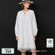 LILY2025 Spring Romantic Temperament Tie V-neck Vacation Commuter Loose Long Sleeve Dress Small White Dress Women
