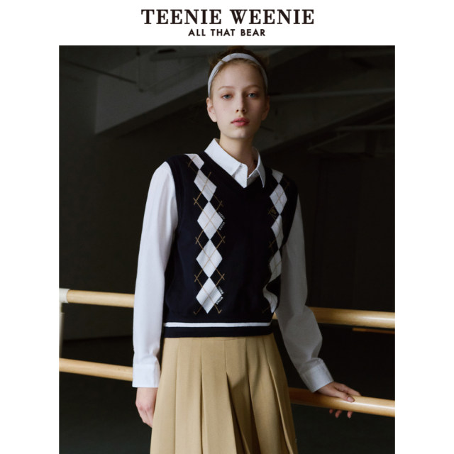 TeenieWeenie Bear Outlet Women's Spring Academy Style Diamond-Class V-neck Knitted Vest
