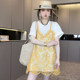 Short-sleeved dress for women 2025 summer new lace hook-up t-shirt skirt round neck skirt