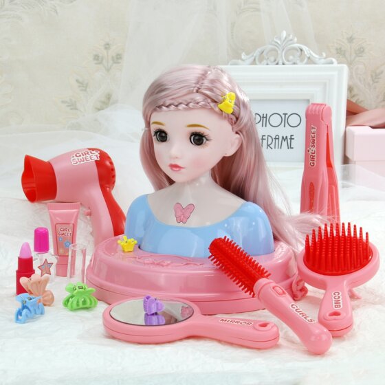 Children can tie their hair and practice makeup and comb hair long hair girl hair braid doll toy model