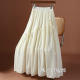 Bow irregular skirt 2025 spring and summer new high-waisted lace-up A-line skirt with wood ears mid-length skirt