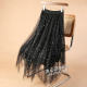 Black Star Sequin Mesh Skirt Women's Spring and Autumn 2025 Small irregular skirt Starry Sky Gauze Skirt Long Skirt

