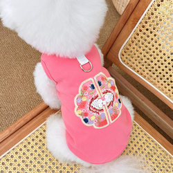 New Chinese-style national style autumn new pet clothes for dogs and cats pet clothes with buckles and embroidered traction vests
