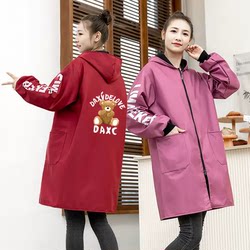 Adult Waterproof Fleece-Lined Smock Long-Sleeved Work Clothes Outerwear Coat Unisex Home Kitchen Cooking Apron Winter