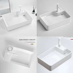 Huangennuo Table-Controlled Above-Basin Washing Machine Household Washbasin Balcony Ceramic Washbasin Side Drain Large Capacity