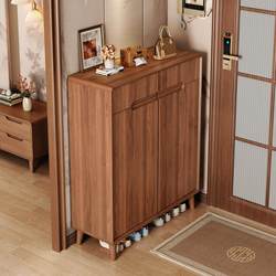 New Chinese-Style Shoe Cabinet for Home Entrance, Indoor 2025 New Model, Solid Wood Color Storage Entryway Cabinet, Integrated Large Capacity