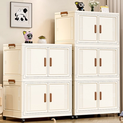 Storage Cabinet, Foldable, No Installation Required, for Home Use in Living Room, Kitchen, Plastic Miscellaneous Storage Cabinet, Clothes Organizer Box