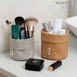 Washable Kraft Paper Bag Refrigerator Storage Bag Office Desktop Pen Holder Makeup Brush Storage Bucket Flower Pot