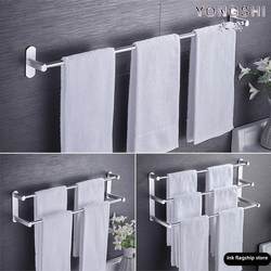 No-Drill Towel Rack for Bathroom, Extendable Double-Rod Wall-Mounted Towel Rack, Single-Rod Towel Rack for Toilet, Kitchen Space