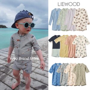 30% off new Danish Liewood swimsuit and swimwear for summer children, baby short sleeved one-piece flat angle elastic sunscreen