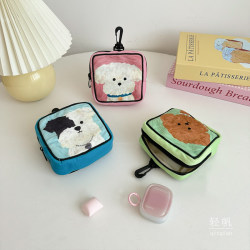 Light Fan Cute Puppy Coin Wallet Women's Small Capacity Portable Storage Short Fleece Bag Soft Fabric Clutch Bag