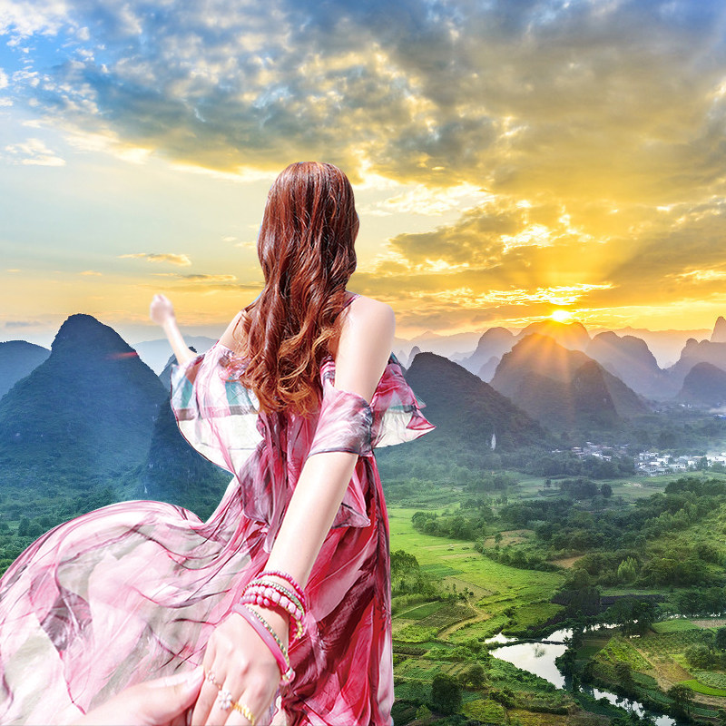 桂林旅游4天3晚纯玩跟团游漓江四星船古东瀑布遇龙河漂流阳朔西街