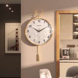 Light Luxury Deer Head Clock Wall Clock Living Room Radio-Controlled Automatic Time Setting 2025 New Model Modern Simple Elegant Silent Bedroom