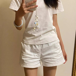 Retro American-Style White Shorts for Women 2026 Summer New High-Waisted Casual Loose Workwear Wide-Leg A-Line Hot Pants