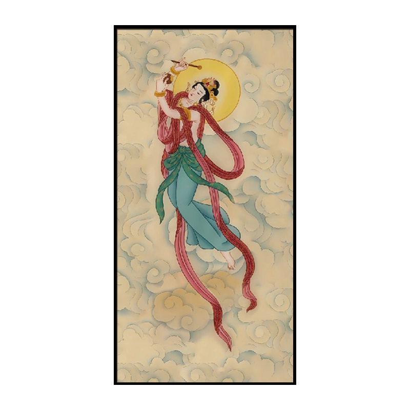 中国美術 敦煌莫高窟壁画 美人図 女仙人 額装 中国画 ユネスコ世界遺産