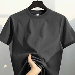 Foreign Trade Clearance ~ Cut-Cut Tail Goods, Heavyweight Pure Cotton Short-Sleeved T-Shirts for Men and Women, Pure Color Loose and Versatile Tops