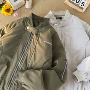 Trendy American letter baseball jacket, pilot jacket, men's couple retro autumn and winter thick cotton jacket