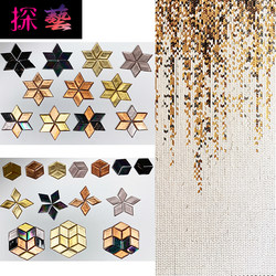 Diamond-Shaped Gold Mosaic DIY Colorfuled Glass Handmade Material Gradient Entrance Background Wall Mosaic Puzzle