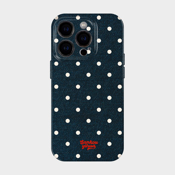 
Polka dot denim blue suitable for iPhone16 Apple 17 promax mobile phone protective case new case 15 autumn and winter huge and beautiful 14 simple Korean ins style 13 niche will not hit the shell art