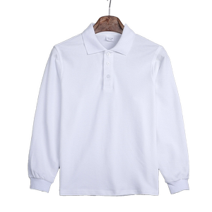 
Boys white T-shirt Girls Lapel Pure Cotton Children's Spring and Autumn Base Shirt Primary and Secondary School Students School Uniform Polo Shirt Long Sleeve