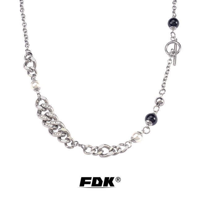 FDK He Jiuhua Same Chain Advanced Sense Pearl Cuban Collar Chain Men's ...