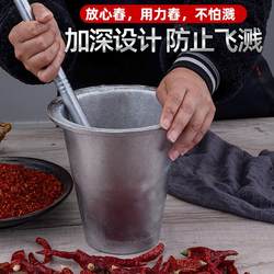 Commercial Pepper Grinder, Traditional Mortar and Pestle for Crushing Chili Peppers, Household Mortar with Stick, Round Iron Crusher, Medicine Hammer, Cast Iron