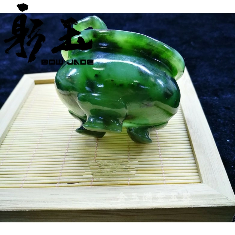 和田碧玉香炉摆件天然玉石精雕香炉玉摆件精雕玉鼎摆件-Taobao