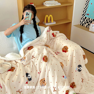 
2025 autumn and winter new Class A milk velvet lamb velvet blanket ins cute style sofa bed dormitory multi-functional blanket