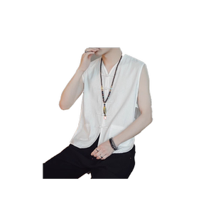 Summer thin cotton, cotton and linen, old -fashioned sleeveless Tang clothing Chinese -style sweat vest, Chinese style father Han shirt and horse gown man