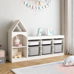 Solid Wood Children's Toy Storage Cabinet Montessori Storage Rack Children's Room Combination Storage Rack Large Capacity Classification Storage Cabinet