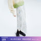 LILY Spring New Women's Gentle Print Chic Irregular Pleated Skirt Women
