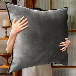 Velvet Throw Pillow for American-Style Sofa, Living Room Home Cushion, Model Room Cushion Cover, Light Luxury High-End Backrest, Solid Color