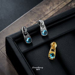 Zipper Puller Earrings for Men, Stylish and Versatile Zircon Earrings for Women, Light Luxury, Elegant and High-End Earrings