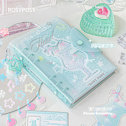 Rosyposy Soft-Cover Loose-Leaf Planner Notebook, High-Value Stationery, Cute Style for Children, Notepad for Elementary Students, Liquid Sand Notebook, Colored Pages, Loose-Leaf Cover, Planner for Girls, Diary