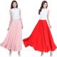 Chiffon half -bodies long skirt female spring big fairy skirt, wine red high waist pleated A -line skirt
