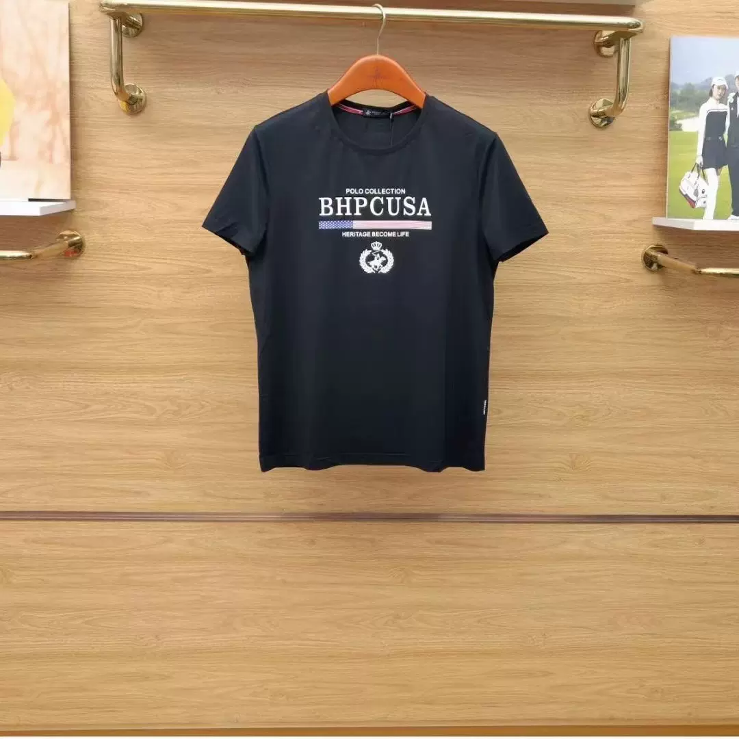 棉锦透气舒爽】比华利保罗短袖T恤夏季时尚印标休闲百搭圆领-Taobao