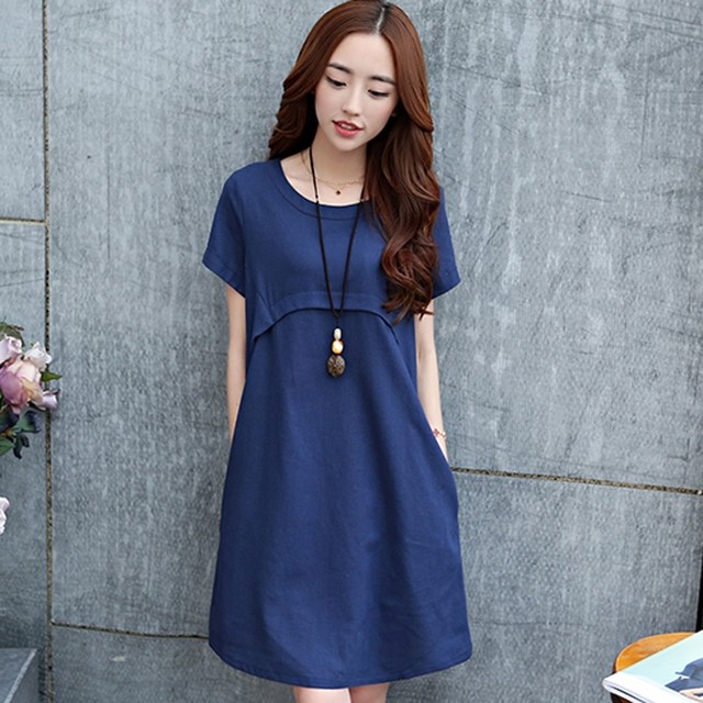 Cotton and linen dress women's 2024 summer new Korean style slim mid ...