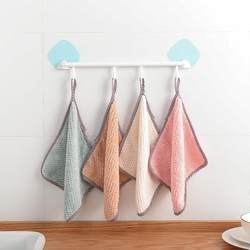 Coral Fleece Hand Towel, Hanging Type, Pure Cotton, Super Absorbent Cleaning Cloth, Lint-Free, for Wiping Tables, Kitchen-Specific Dishwashing Cloth