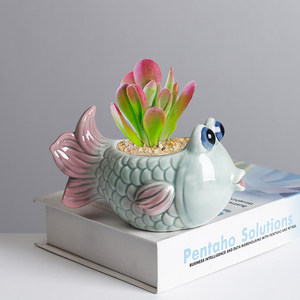 Succulent cartoon flower pot desktop pot ceramic pot fun pot plant marine animals fish flower pot simple and cute
