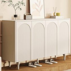 Yangman French-Style Cream-Colored Shoe Cabinet for Home Use, Large Capacity, Indoor Entryway, Integrated Multi-Layer, Against the Wall