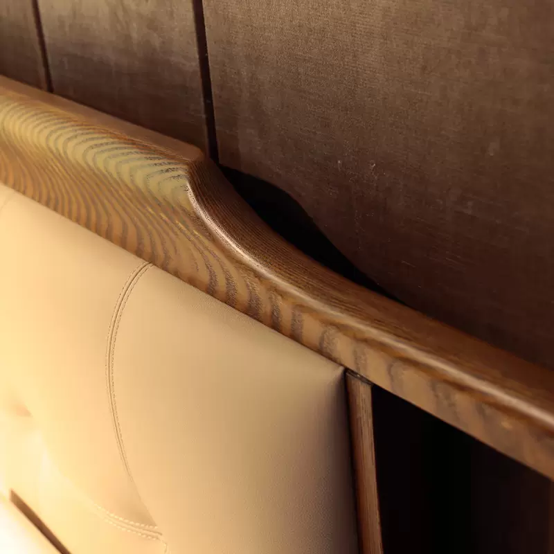 斯可馨床8016床架实木床架 牛皮靠背