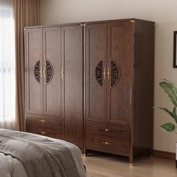 Yangman New Chinese Style Solid Wood Wardrobe Bedroom Home Use New Popular Wardrobe Indoor Combination Storage Cabinet Organizer