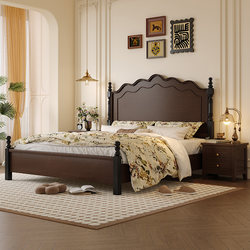 Northern Palace-Style French Retro Solid Wood Bed, Master Bedroom Wedding Bed, American Light Luxury Princess Bed, Roman Column Leia Bed