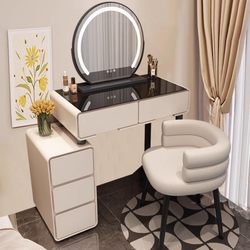 Gumufel Solid Wood Small Dressing Table Bedside Storage Cabinet Integrated Bedroom Vanity Modern Minimalist Small Apartment