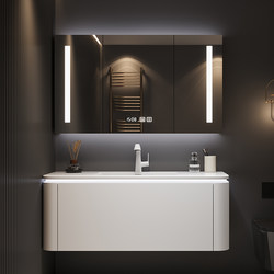 Dipurui Slate Ceramic Basin Bathroom Cabinet Light Luxury Bathroom Washbasin Sink Vanity Solid Wood Bathroom Cabinet