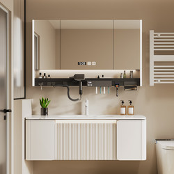 Dipurui Bathroom 2025 New Model Integrated Basin Bathroom Cabinet Combination Multifunctional Cream Style Washbasin Vanity