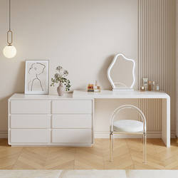 Yunxin Cream-Style Dressing Table Bedroom Modern Minimalist High-End Storage Cabinet Corner Chest of Drawers Retractable Integrated Makeup Table