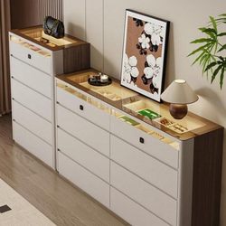 Gu Mu Fei Chest of Drawers Bedroom Bedside Cabinet Wall-Mounted Storage Cabinet Jewelry Storage Five-Drawer Cabinet with Fingerprint Lock