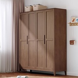 Nordic Style Solid Wood Wardrobe Japanese-Style Assembly Storage Cabinet Home Wardrobe Bedroom Homestay Furniture Two-Door Sliding