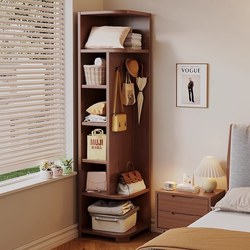 Yangman Solid Wood Corner Coat Rack Floor-Standing Bedroom Bedside Multifunctional Storage Rack Small Apartment Living Room Storage Cabinet